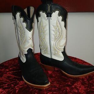 Twisted X Black and White Heeled Boots